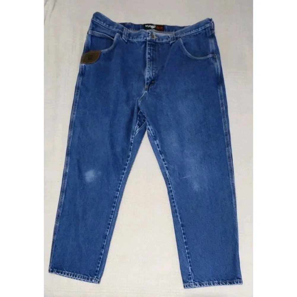 Wrangler Riggs Workwear Jeans Relaxed Fit Blue Denim Straight Leg 40 X‎ 30